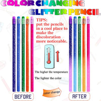 Ysanciuu color changing mood pencils, 30 glitter wooden pencils with erasers in 5 colors - view 4