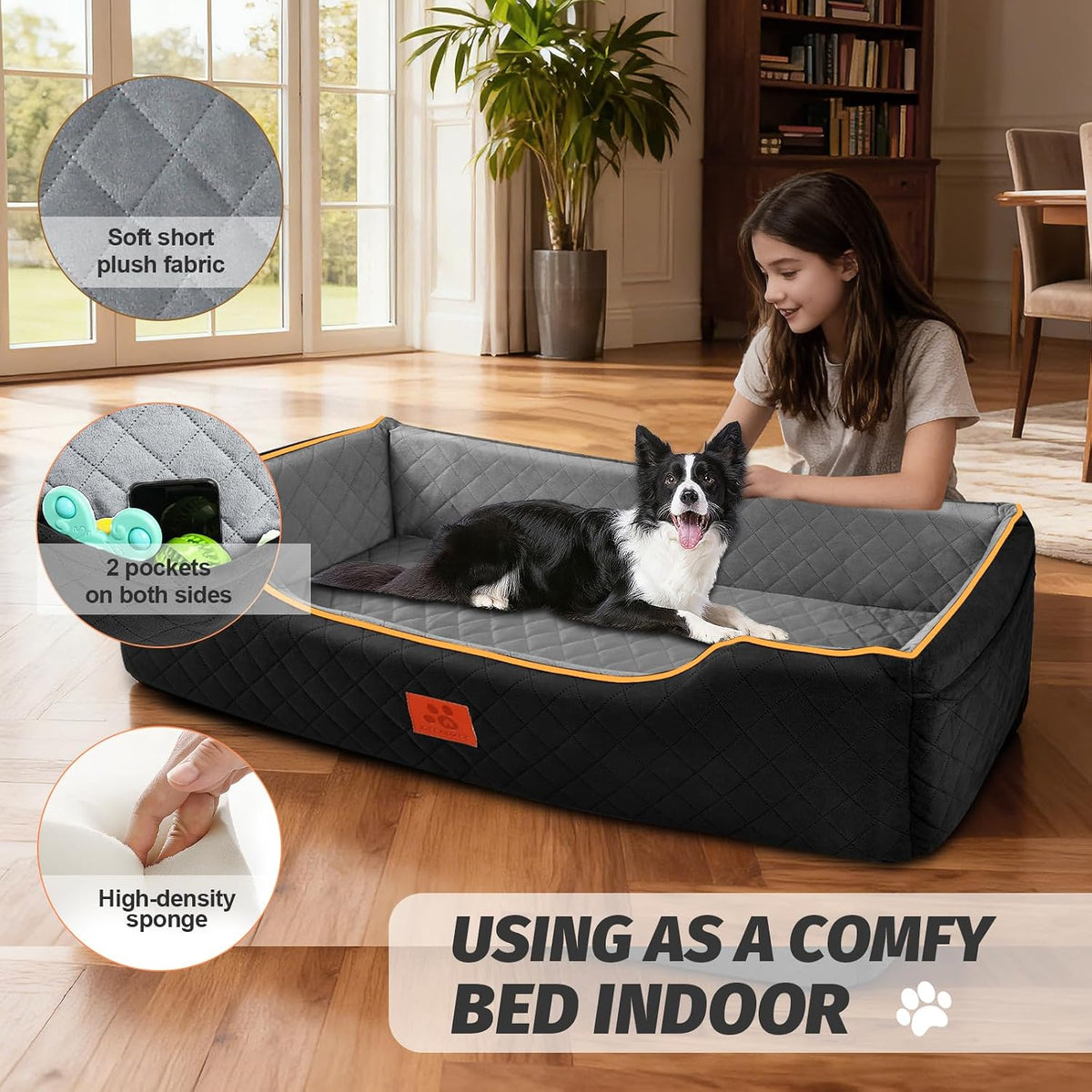 XIEEAOZEE Large Dog Car Seat for Pets Under 100 lbs - Black/Gray - image 4