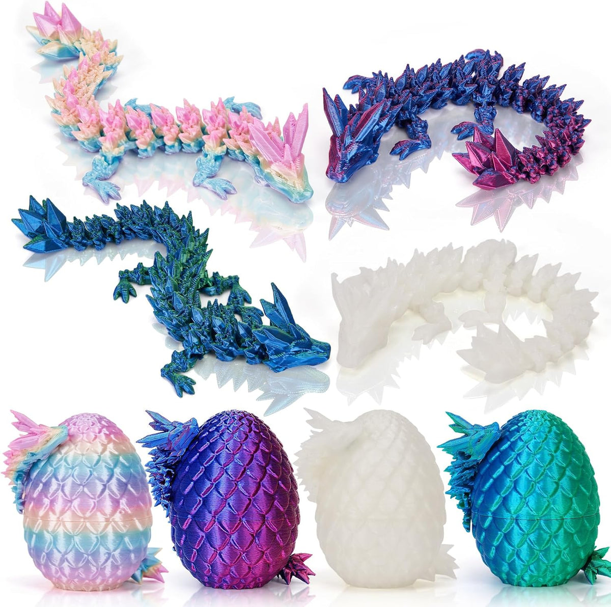3D Printed Dragon Eggs, Mystery Fidget Egg Set for Kids & Adults - 4pc-b