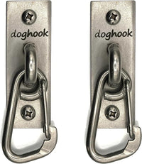 Canine Hitch- Secure Dog Leash Parking Wall Slim Hook with Clip 2 Pack - Tie Out Stainless Steel & ABS Mounting Plate for Strength - Practical Lead Management for Home & Business
