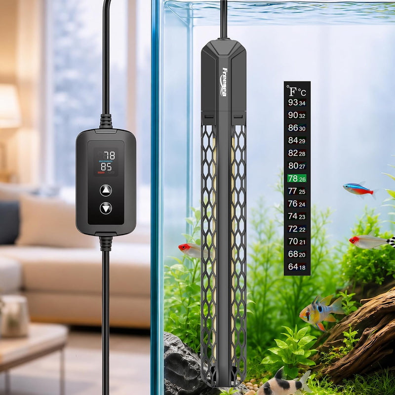 FREESEA Adjustable Aquarium Heater 20-50Gal: 200W 64-95°F Precise - 500W(75-120gallon)