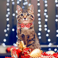 Fall Cat Collar with Bowtie - 7.5"- 10.5" / Christmas-1 - image 2