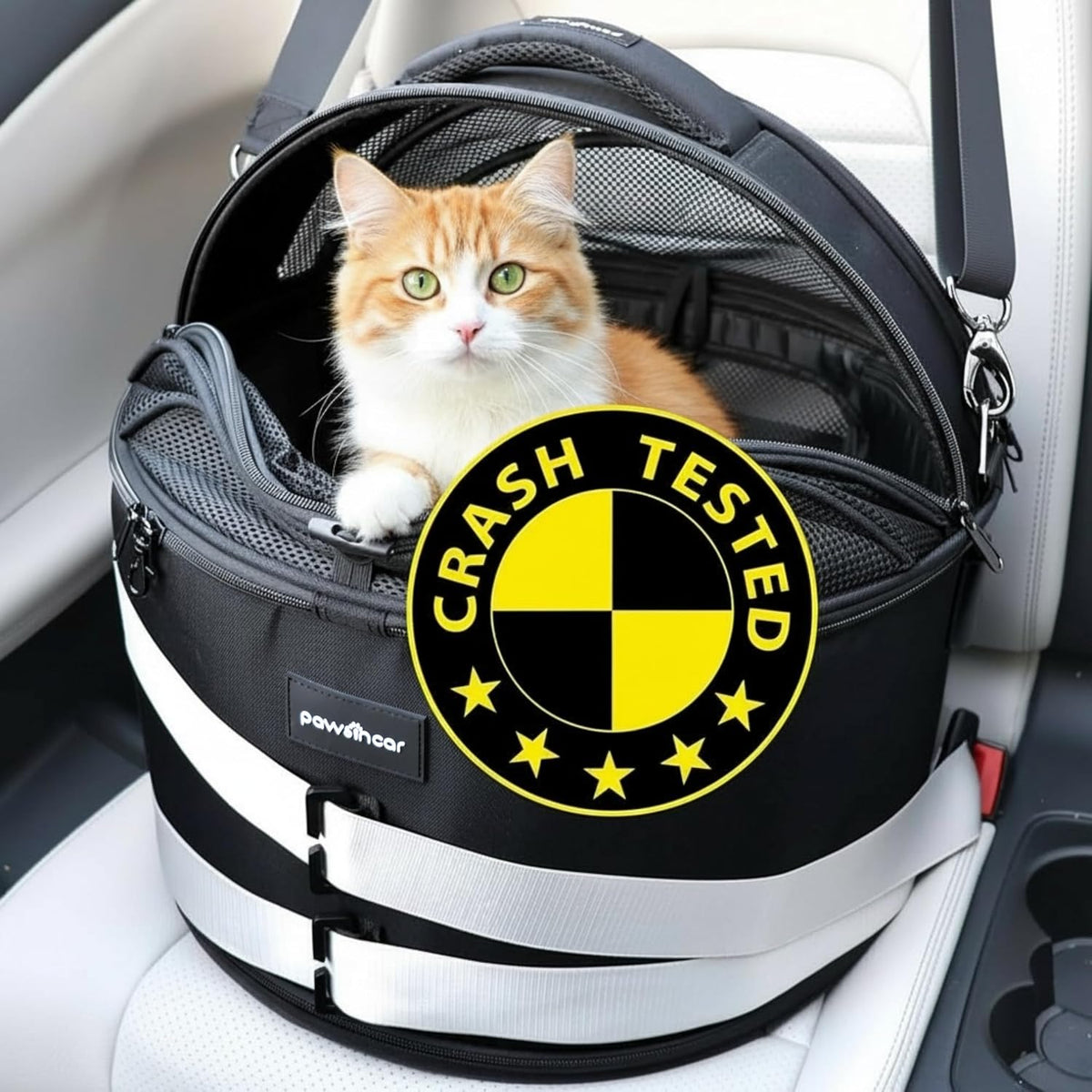 Crash-Tested Small Dog Car Seat, CPS Certified Crash Protection - Black / Medium