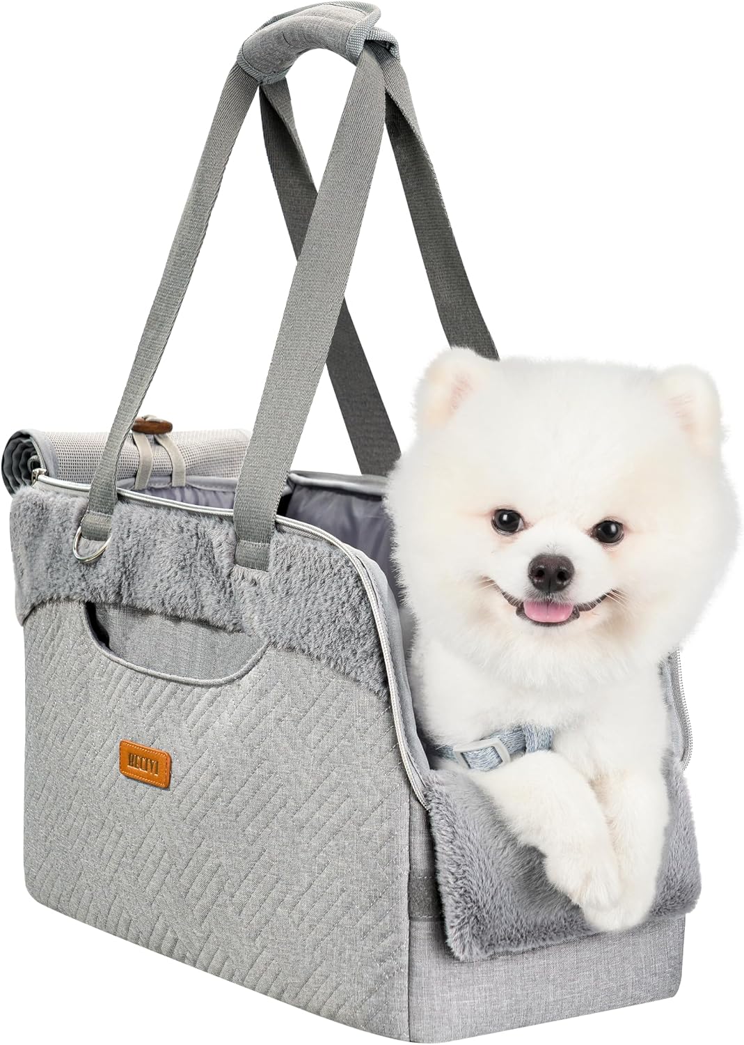 Dog Purse Carrier for Small Dogs Cats Rabbits Up to 12lbs - Grey-Furry