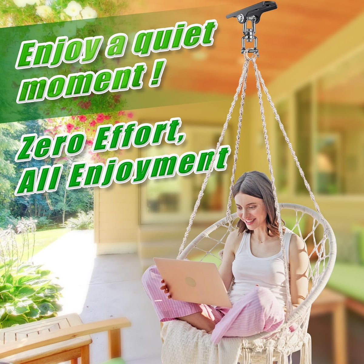 2Pack Heavy Duty Swing Hanger 180° Ceiling Swing Mount 2000 LBS - 360° Swivel Hanger - Detachable Hooks ( 2 Pack ) - image 2