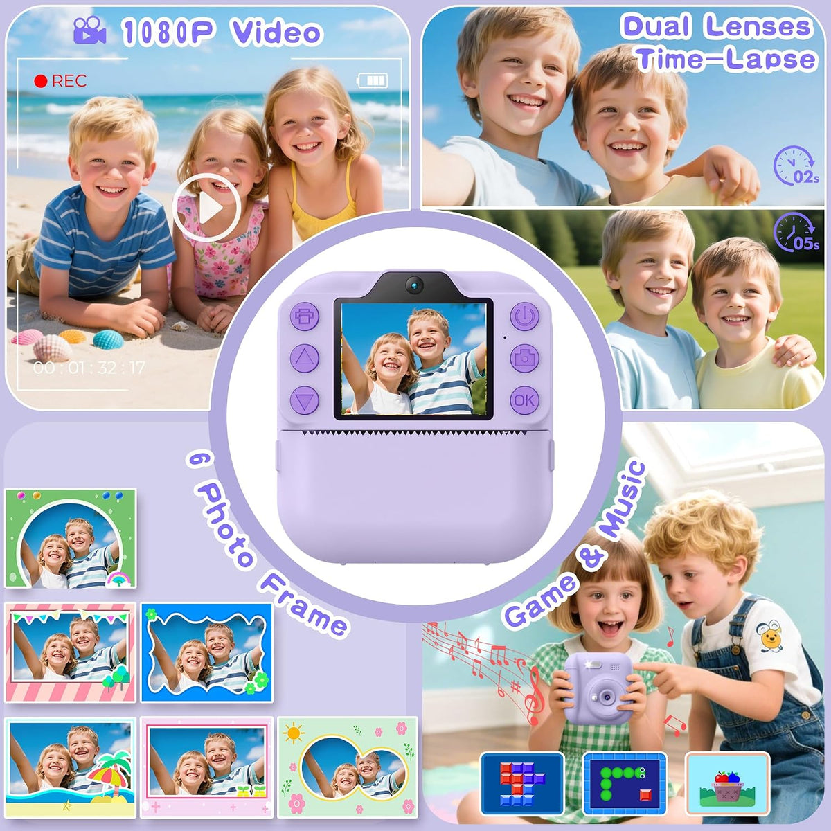 Kids Instant Camera with 64GB SD Card - Purple - image 3