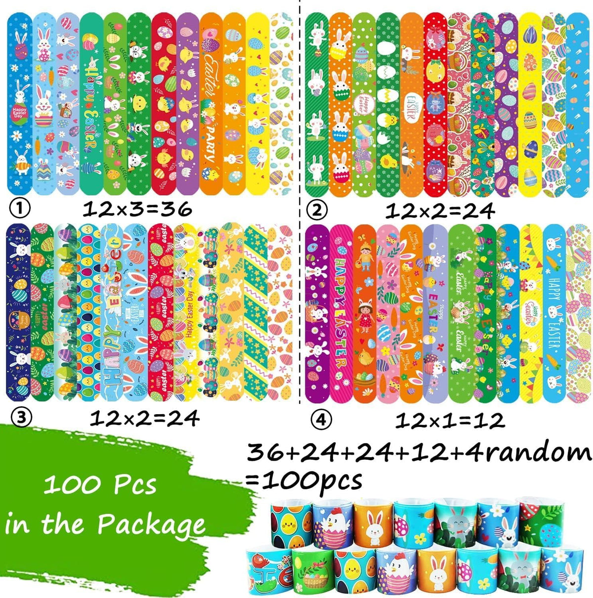 SUNPROUND Halloween slap bracelets with pumpkin, ghost, bat and witch prints - view 8