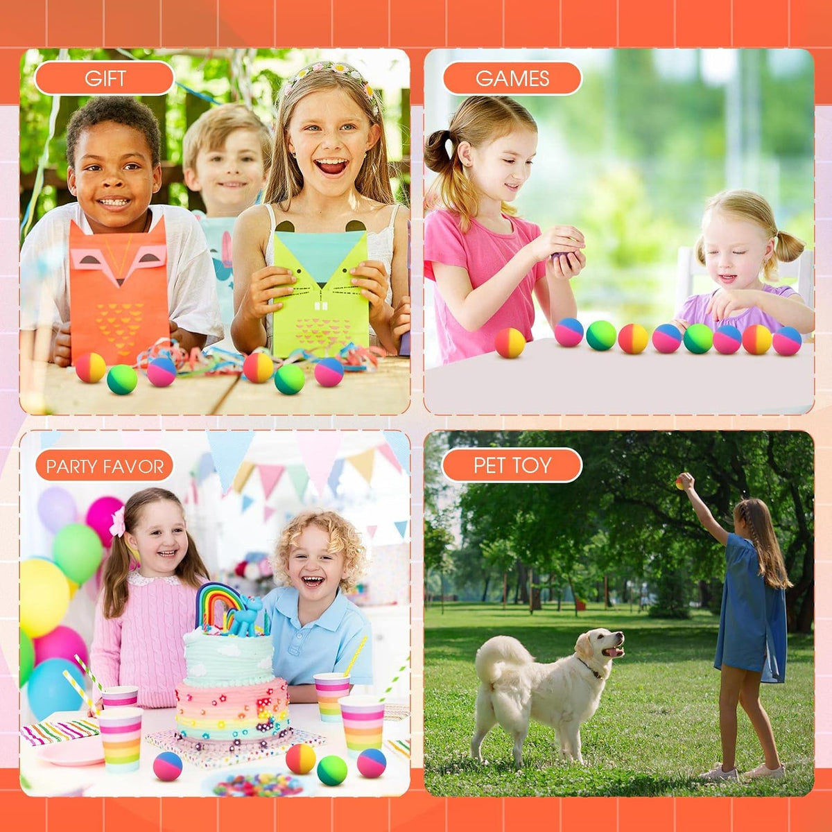 Jenaai 50 pack 45 mm two-color rubber bouncy balls - view 12