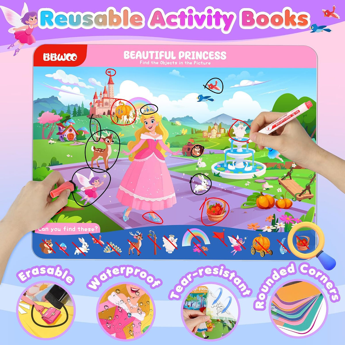 BBWOO Search and Find Activity Book - Purple - Princess & Prince - image 2