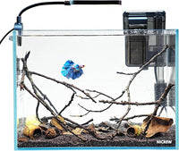 NICREW 2.5 Gallon Nano Nature Aquarium Kit, Ultra-Clear Rimless Desktop Fish Tank with Light and Filter, Perfect for Small Fish, Shrimp, or Betta, Basic Version, Clear