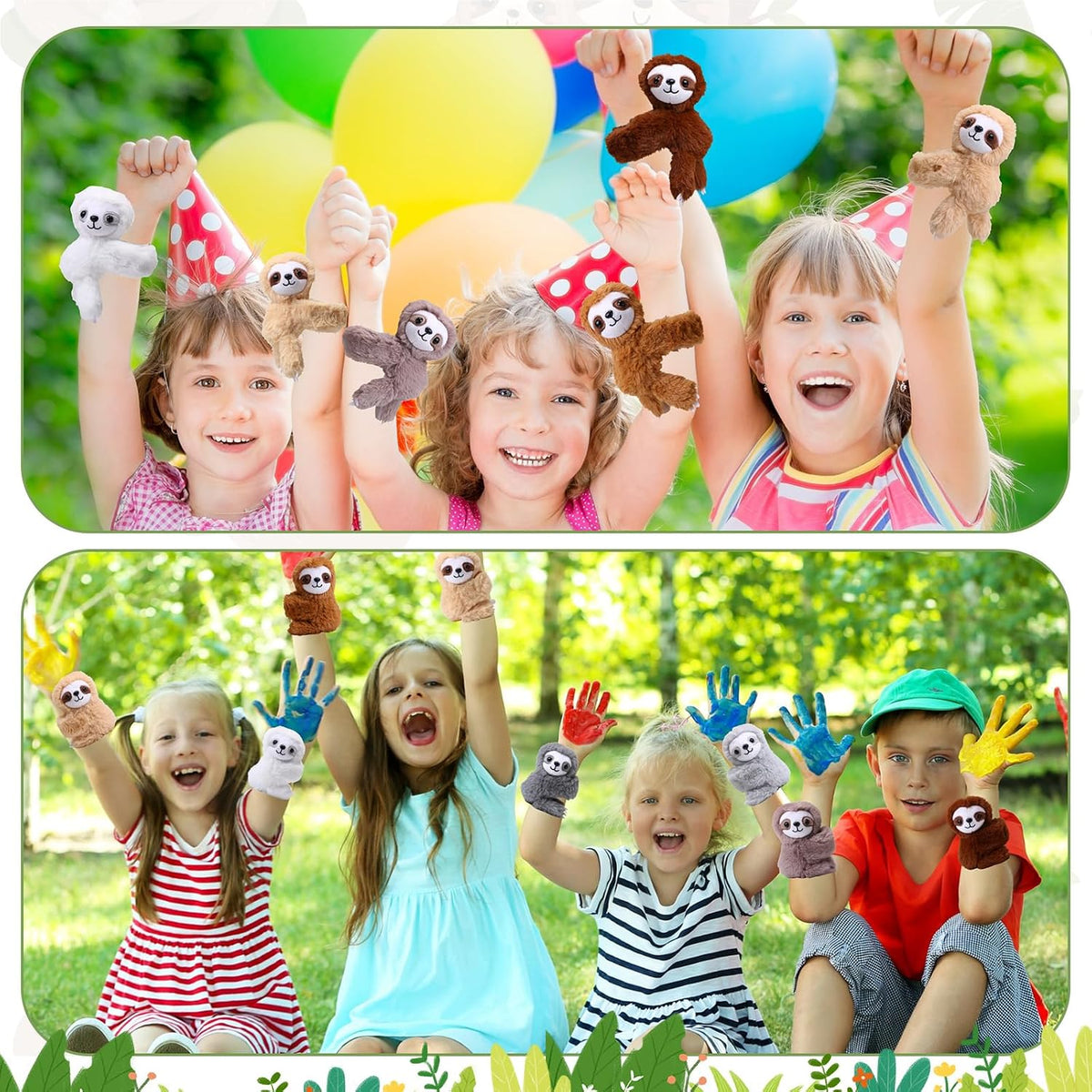 Liliful 8 Pack Kids Plush Gifts Stuffed Animal Slap Bracelets - Sloths - image 4