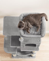 Feandrea Cat Tree, Multi-Level Condo - 44.1 Inches / Light Gray - image 4
