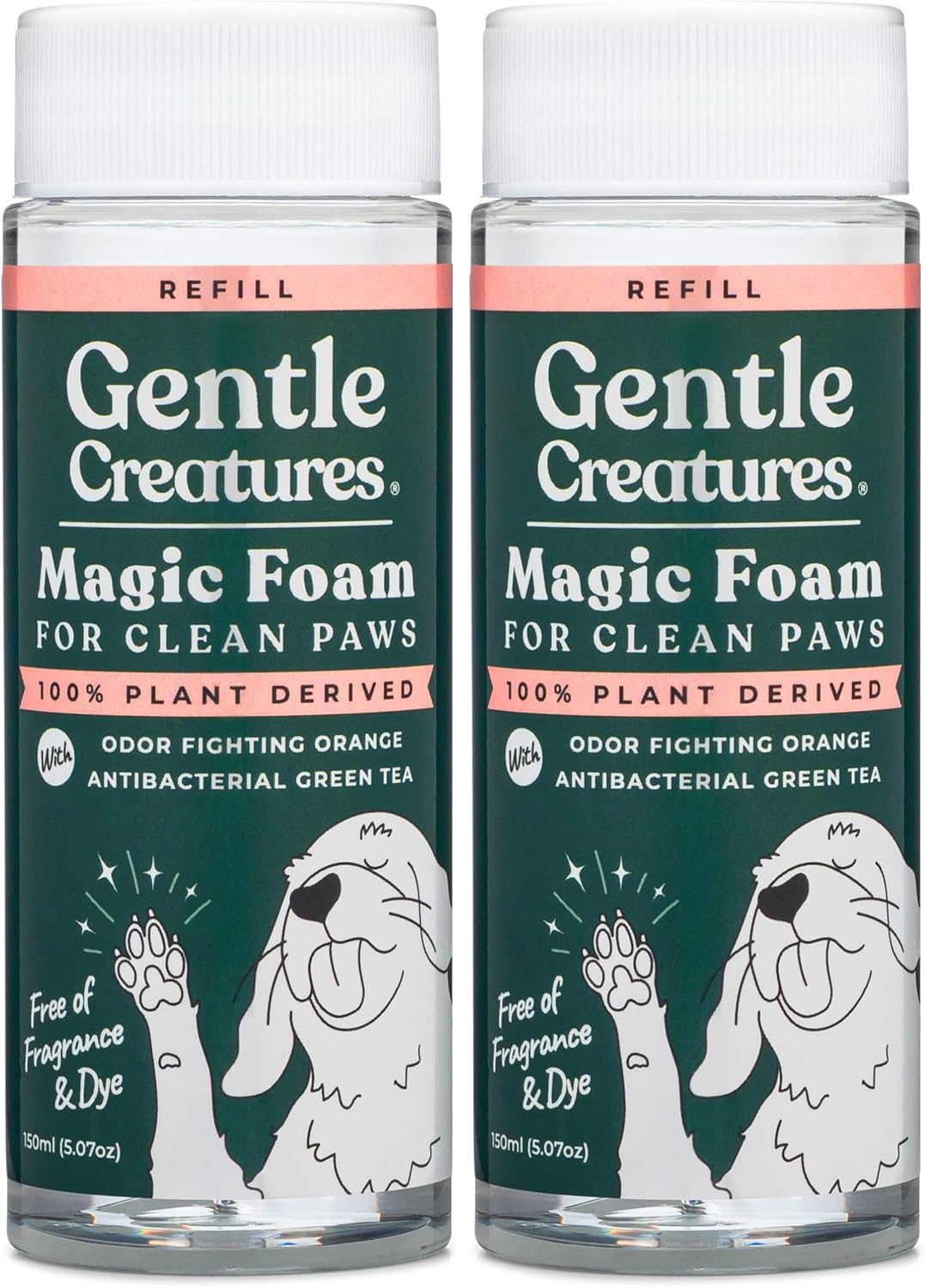 Gentle Creatures Magic Foam Dog Paw Cleaner with Scrubber Brush - Refill (Pack of 2)