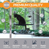 K&H Cat Window Perch, EZ Mount Double Stack Kitty Sill For Large Cats, Gray – Essentials for Cats - 23 X 12 Inches / Double Stack - image 2