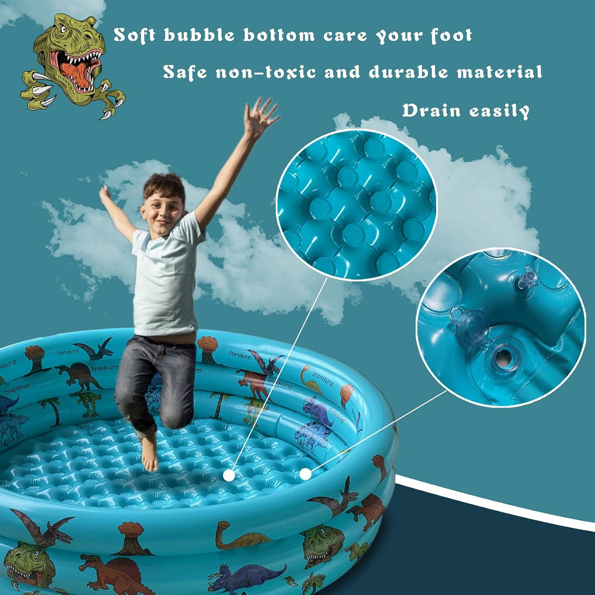 Dinosaur Inflatable Kiddie Pool - 48"*12" - image 2