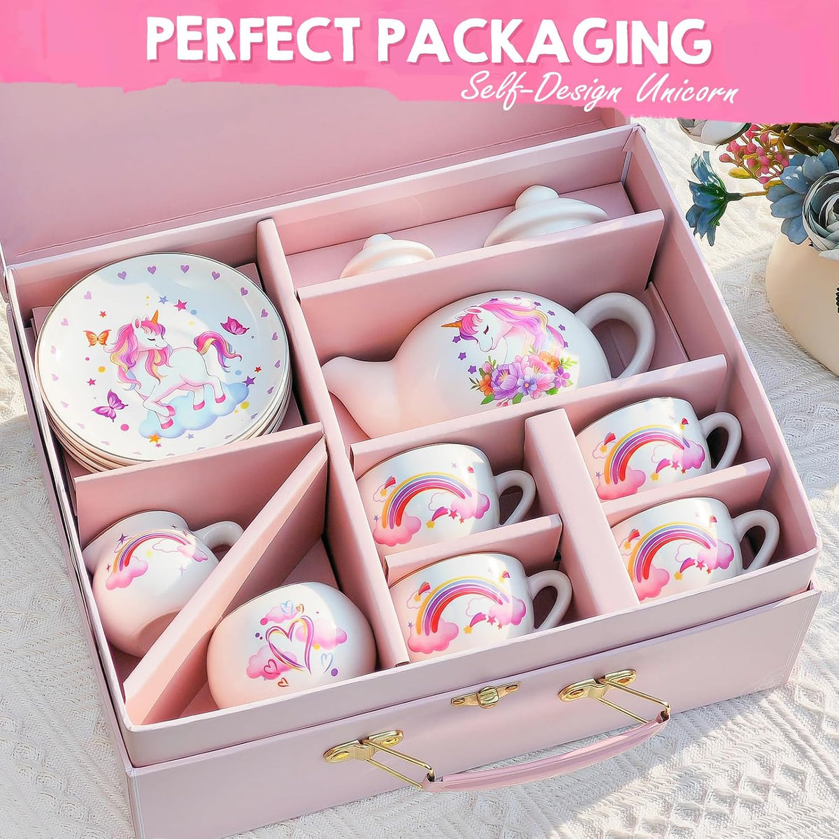 TUZT Tea Party Set for Little Girls Ages 3-8 - White Unicorn - image 4