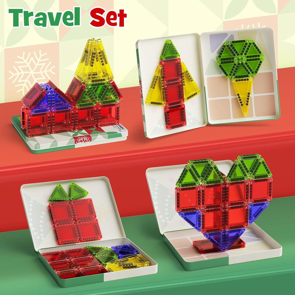 42PCS Mini Magnetic Tiles Travel Set with Iron Storage Box - Travel - image 3