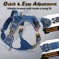 rabbitgoo Tactical Dog Harness for Large - Blue / L(Chest:22"-37",Neck:21.1"-30.3",Back:8.3") - image 2