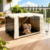42-Inch Dog Crate Cover with Mesh, Waterproof Kennel Cover - 30.0"L x 19.0"W x 21.0"H / Beige