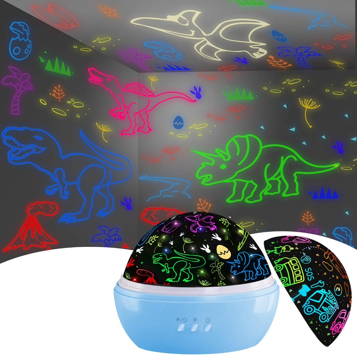 Dinosaur Night Light Toys for 3-8 Year Old Boys - Blue