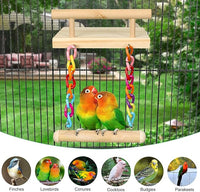 Bird Perches Cage Toys Parrot Wooden Platform Play Gyms Exercise Stands with Acrylic Wood Swing Ferris Wheel Chewing for Animals Green Cheeks, Baby Lovebird, Chinchilla, Hamster Budgie