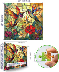 Vintage Paint Hummingbird Flower 500 Piece Puzzles for Adults - Yellow-500 Piece-vintage Hummingbird Floral / 20" X 20" - image 2