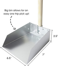 Wood Handle Pooper Scooper Durable Solid Metal Poop Tray with Rake 36.75" Long Handled Scoop | Great for Large or Small Dogs | No Assembly Required | Better for The Environment Than Plastic