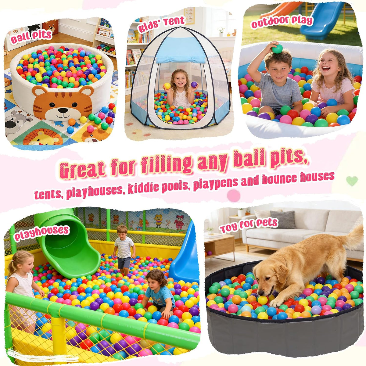 Vanland Ball Pit Balls, Plastic Playpen Balls for Babies Toddlers and Kids – Fun for Kids & Family - Bright colors / 200 Balls - image 3