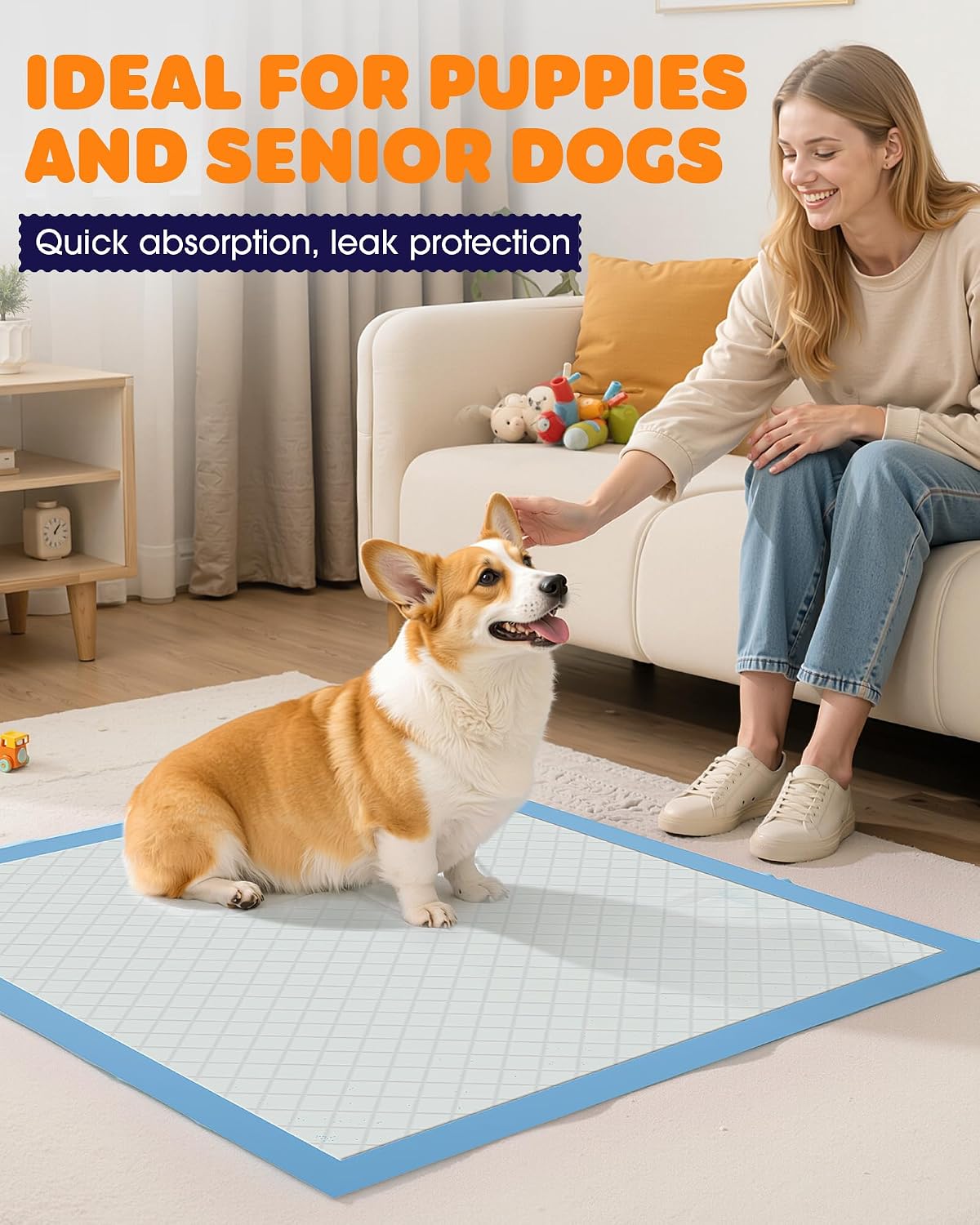 Powools Puppy Pads, Super Absorbent, Spill-Proof - 22" × 22" - 100 Packs - image 3