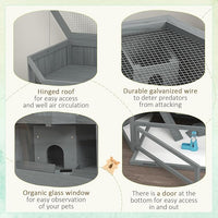 PawHut Wooden Large Hamster Cage, Rat Habitat, 3 Tier Small Animal Exercise Play House with Tray, Water Bottle, Activity Center, Gray