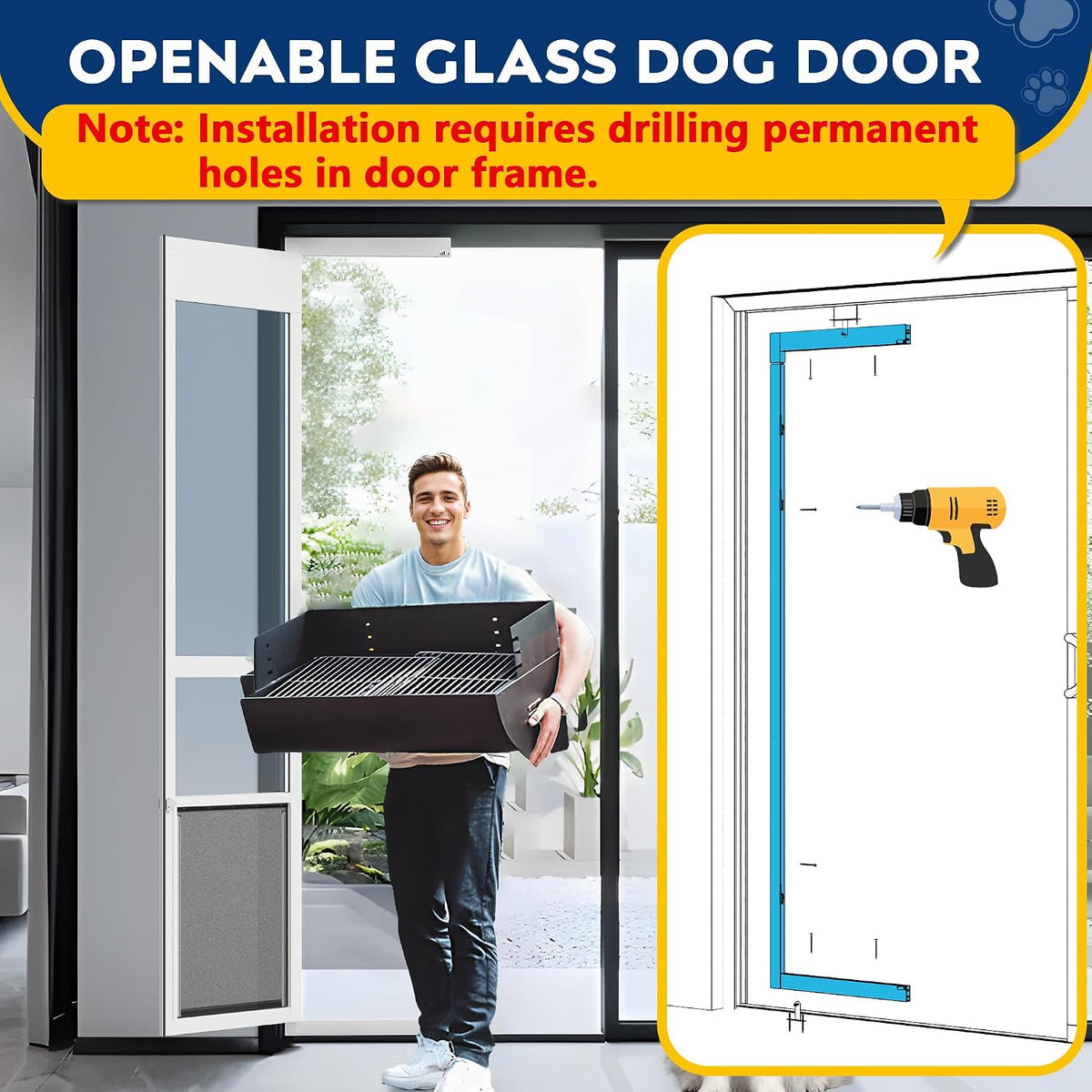 Large Dog Door for Sliding Glass Door - 96" Sliding Door / Xlarge - 1 Flap - image 3