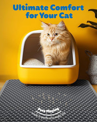 35" x 30" Cat Litter Mat - Ultra-Large Litter Box Mat with Double Layers, Urine-Proof and Non-Slip Litter Trapping Mat, Easy to Clean Kitty Litter Mats for Floor, Scatter Control, Grey