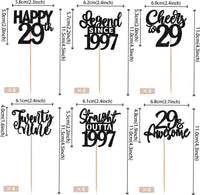 24PCS Black Happy 50th Birthday Cupcake Toppers Fifty Straight Outta - Black / 29th - image 2