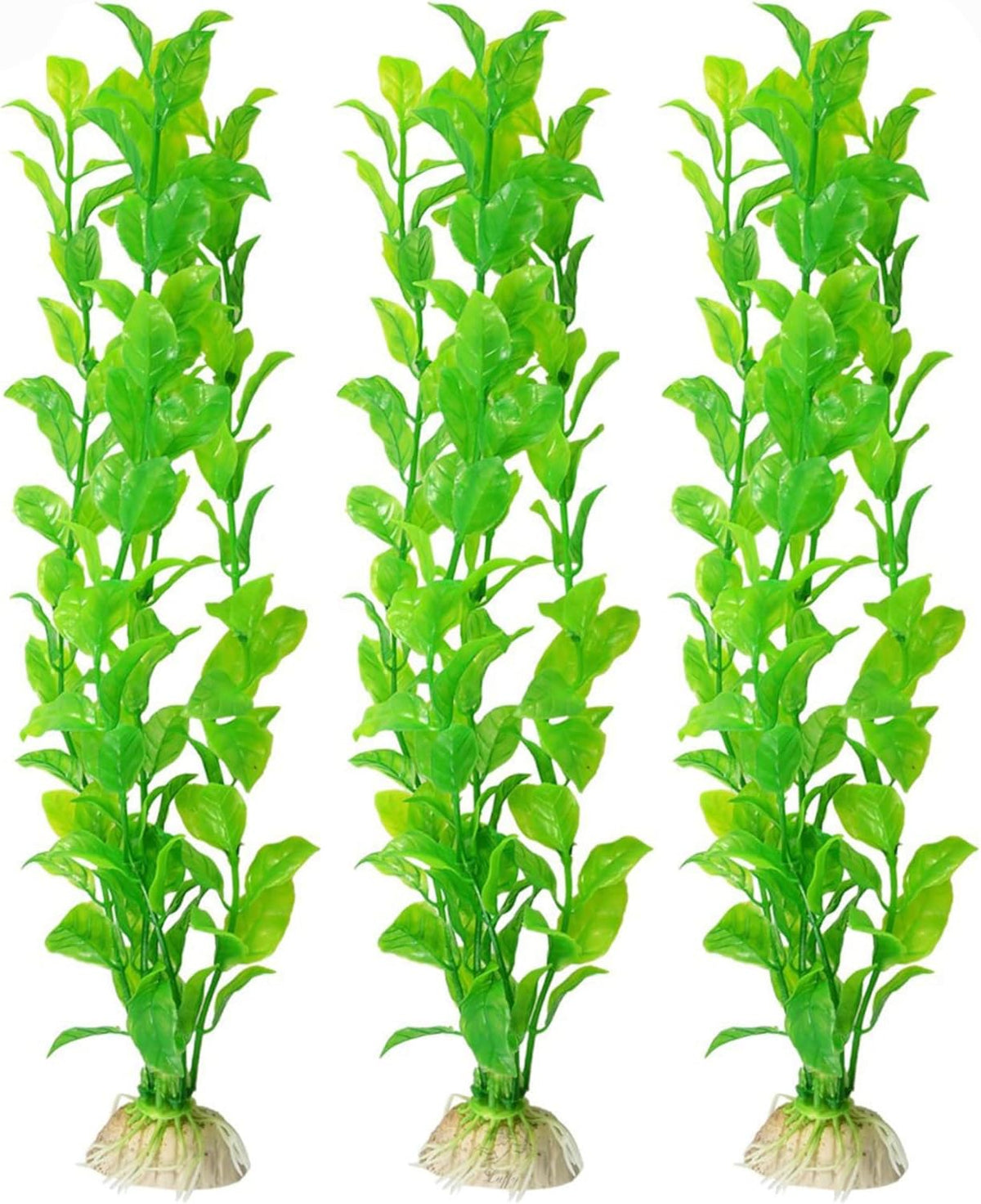 SunGrow Plastic Aquarium Plant Set, Resin Aquarium Decor - Natural Green / 3 pcs
