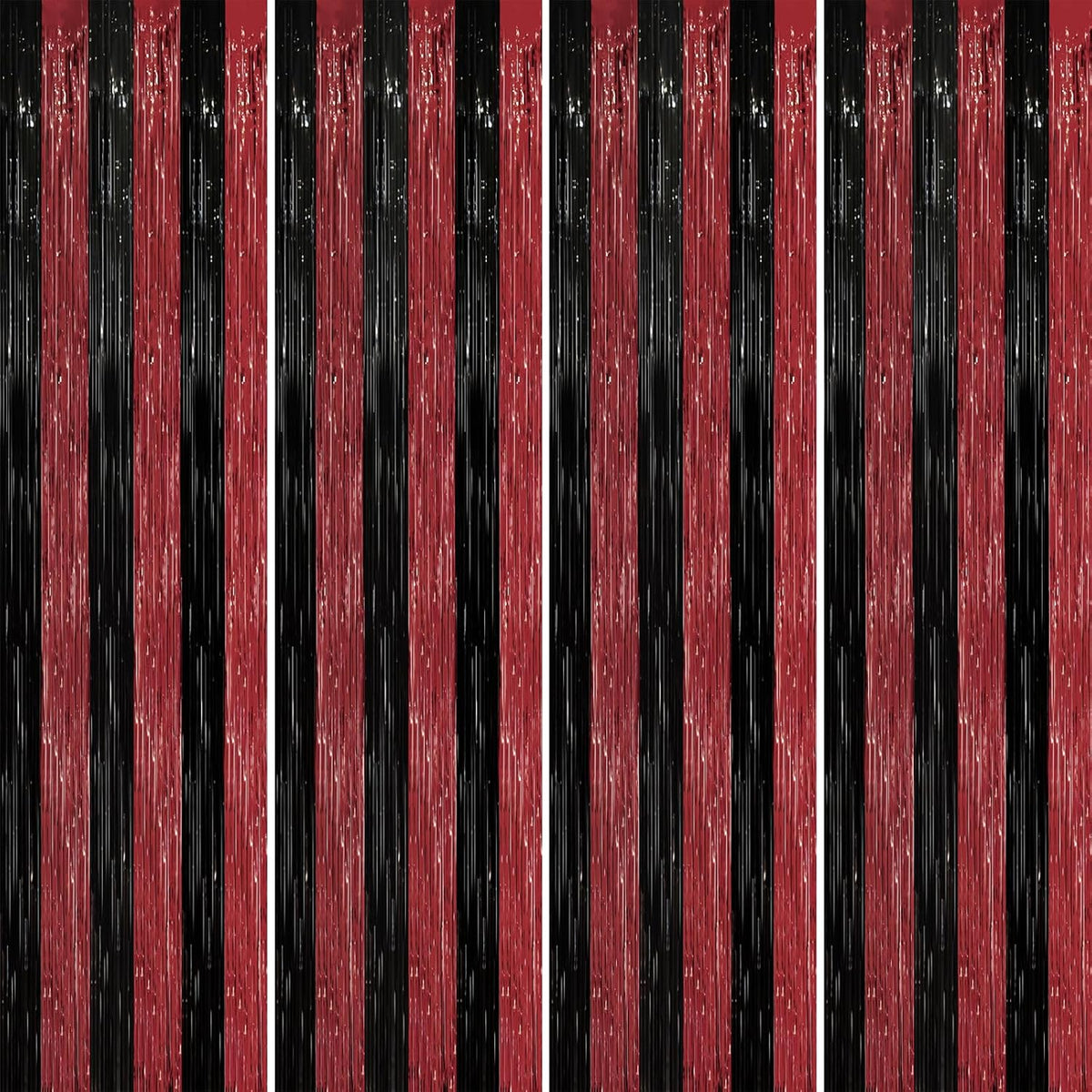 Voircoloria 2 Pack Gold Foil Fringe Backdrop Curtains - Red and Black / 4