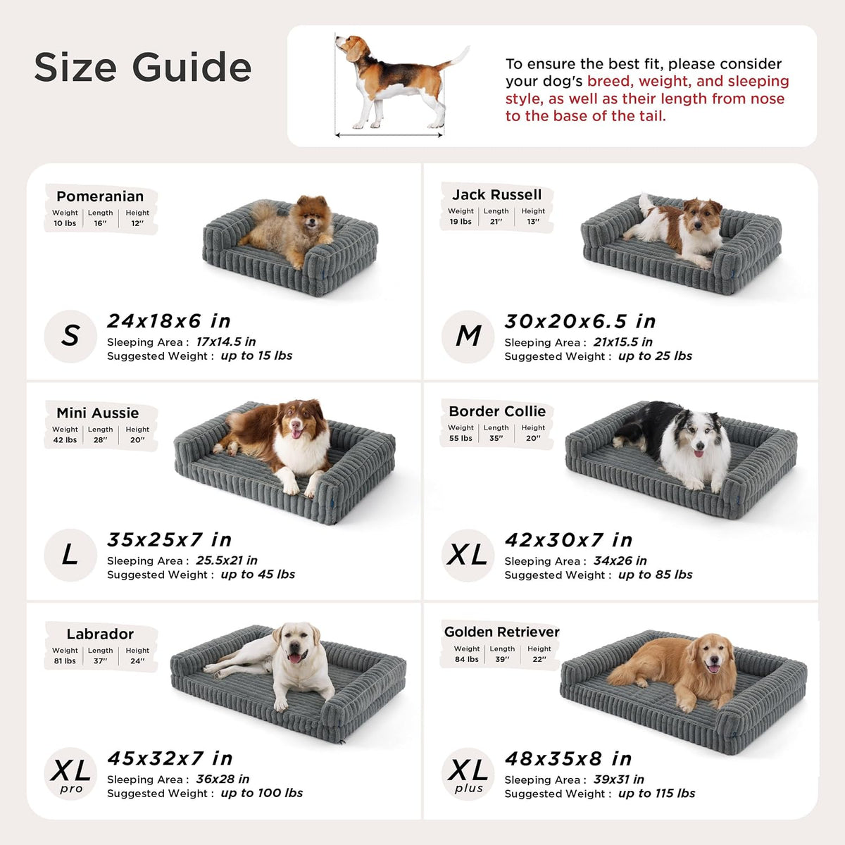 Bedsure ComfyFleece Memory Foam Orthopedic XL Dog Bed Washable 42" – Essentials for Dogs - Amphora / 42.0"l X 30.0"w X 7"th - image 4