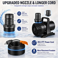 350W 7000 GPH Pond Pump, Ultra Quiet Heavy Duty Submersible Water Pump for Koi Ponds, Fountains - 8600GPH-520W - image 4