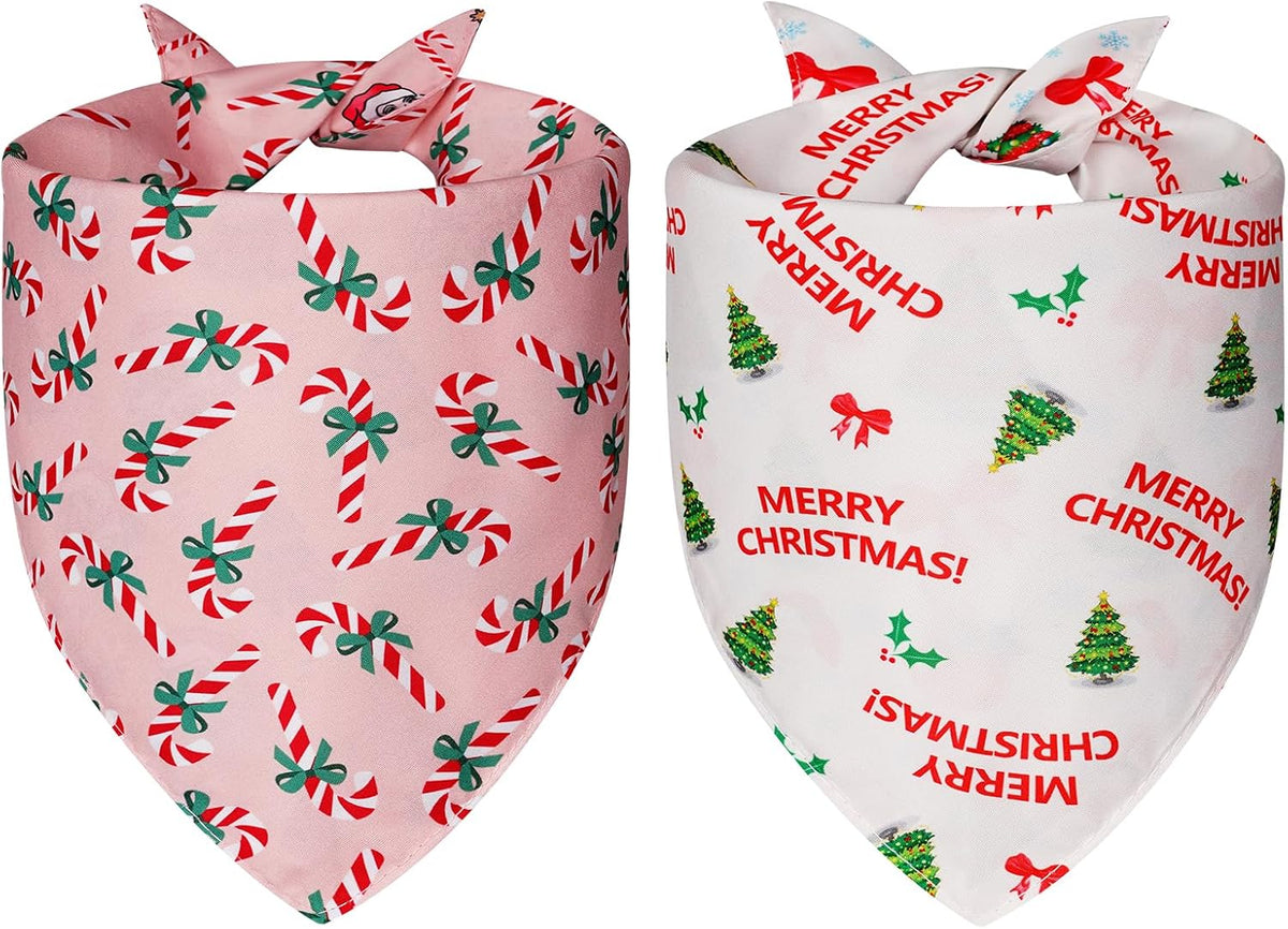 Halloween Dog Bandanas Large 2PCS - pink red-christmas / X-Large - image 2