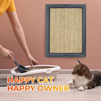 Cat Scratching Post, Natural Wooden Sisal Cat Wall Scratcher, Floor or Wall Mounted Vertical Cat Scratch Pad for Indoor Cats Adults or Kittens, Cat Wall Furniture Protector (Single Grey)