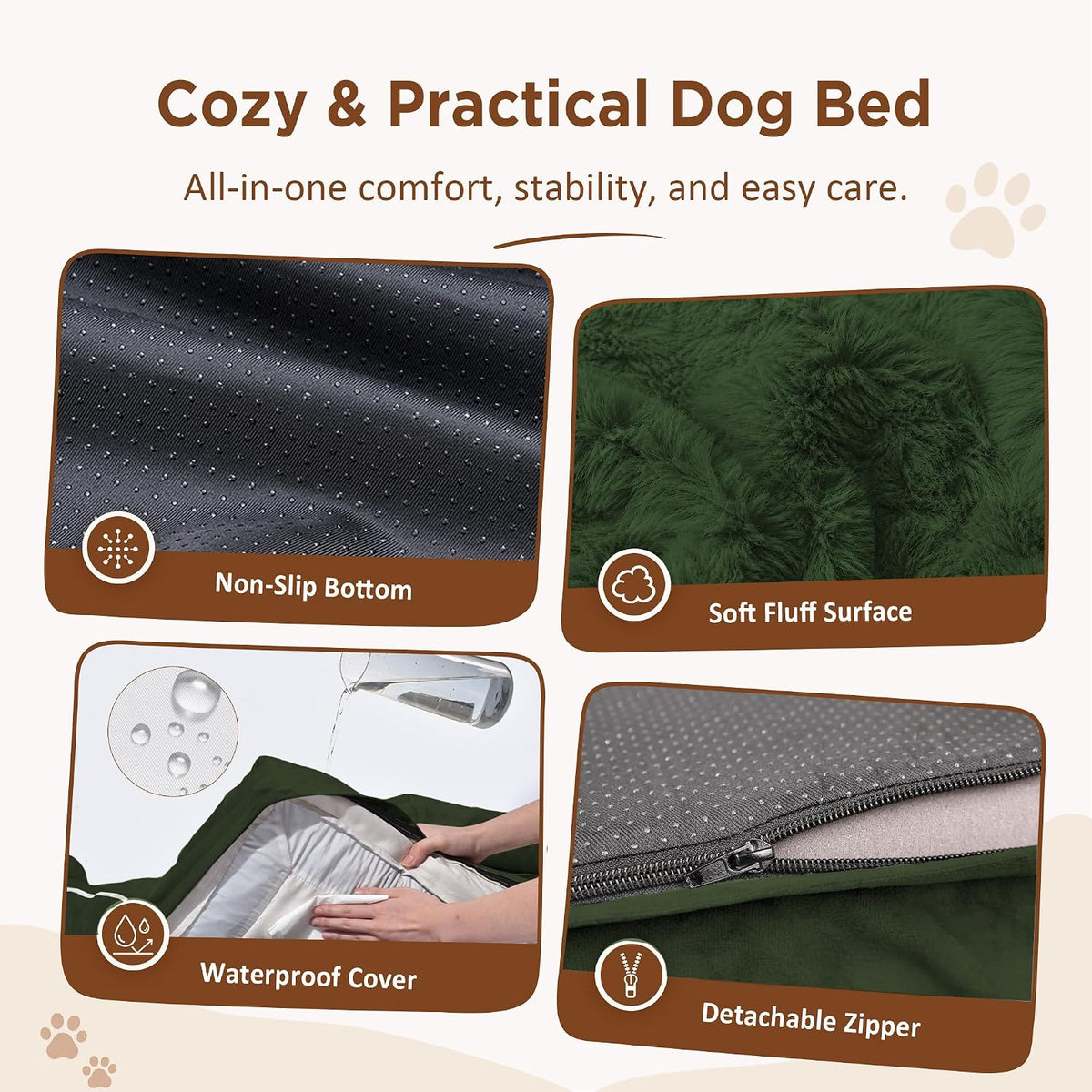 Comfort Expression Waterproof Orthopedic Dog Bed for Extra Large Dogs – Essentials for Dogs - 42.0"L x 30.0"W x 8.5"Th / Olive Green - image 4