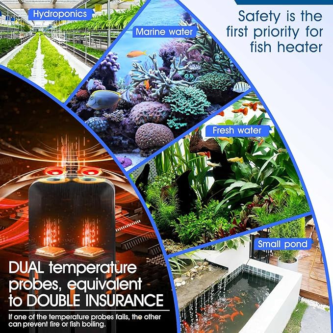 hygger Aquarium Heater 500W/800W/1000W,Fish Tank Heater with Danger Warning Automatically Stops Heating System and Digital LED Controller,for Freshwater or Saltwater 80-220 Gallon Tank