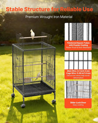 VEVOR Bird Cage, Flat Top - Black / 18.0"L x 18.0"W x 30.0"H - image 3