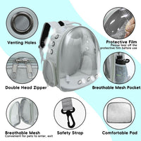 Cat Backpack, Airline Approved Bubble Carrying Bag for Small Medium Dogs Cats, Space Capsule Pet - Grey - image 4