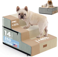 Gardner Pet Dog Stairs for Small Dogs 14" H - Beige / 3.0 / 18"x22"x14"Extra Wide