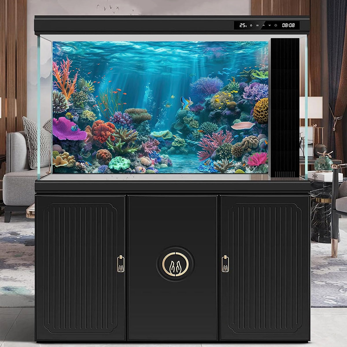 Under The Sea Aquarium Background Turquoise Underwater World Theme - 24(W)x16(H)in / Blue Brown - image 2