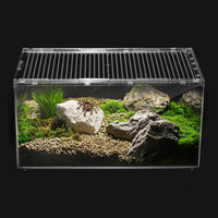 Reptile PC Tank,Escape Proof Magnetic Lid Tarantula Enclosure Large – Essentials for Reptiles And Amphibians - Slide Lid Tank / S(7.8x5.9x3.9 IN)
