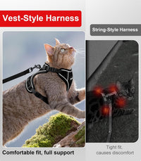 Cat Harness and Leash for Walking Escape Proof Soft Adjustable Cat - Black / S (7-12lb) - image 4