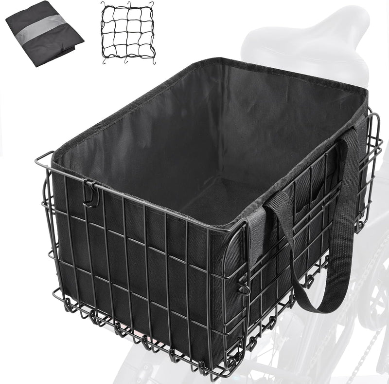Zacro Bike Basket Rear Folding Metal Bicycle Ebike Basket