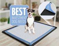 TidyFriend Dog Pee Pad Holder Tray Fits for 30” x 23” Pee Pads with Corner Lock Holes, Raised Edges, Non-Spill, Easy to Clean Silicone Dog Potty Tray Holder, For Indoor Floor Protection (Black)