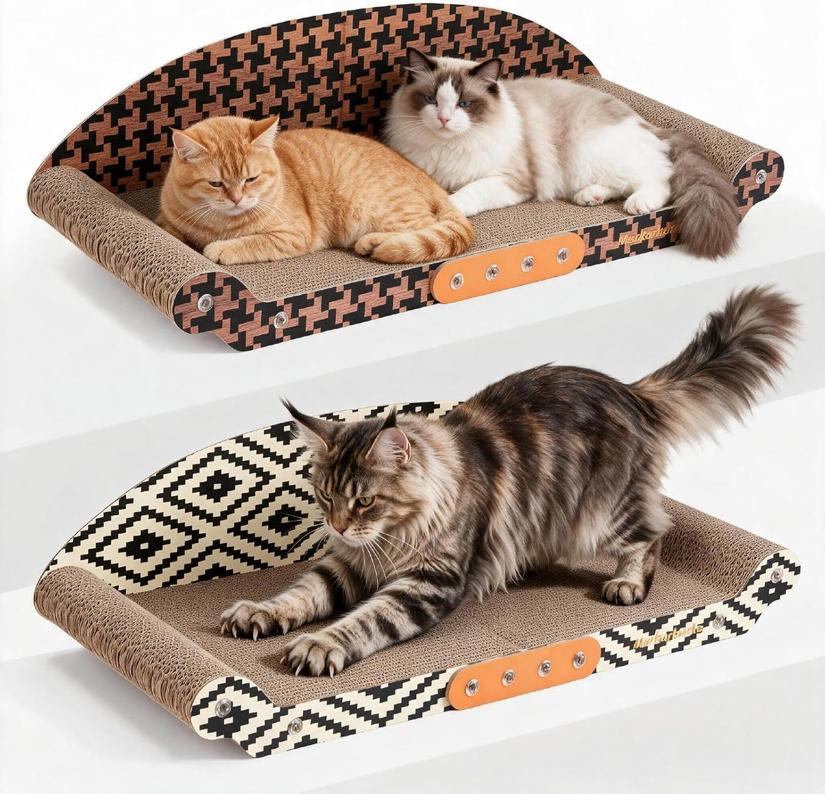 27" Cat Scratcher Bed & Sofa, Large Cardboard Cat Scratch Couch – Essentials for Cats - 26.4" 2-Pack Cardboard Cat Scratching Sofa